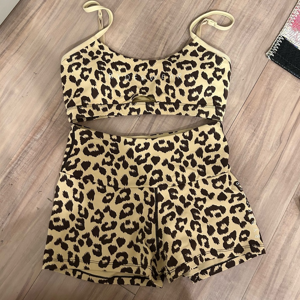 Ryderwear Beige and Brown leopard print Activewear Set